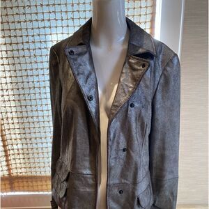 EUC Worth silver metallic leather jacket